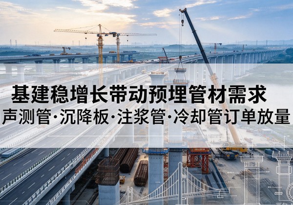 定南基建稳增长带动预埋监测管材需求，声测管、沉降板、注浆管订单持续放量
